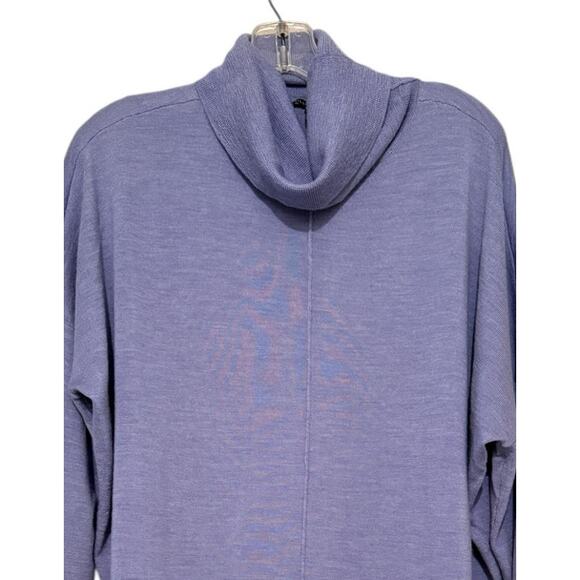Eileen Fisher 100% Merino Wool Turtleneck Tunic Sweater Women’s M Blue - Picture 3 of 6